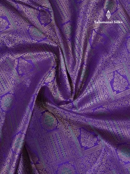 Beautiful Violet Menakari Work Bridal Pure Kanjivaram Silk Saree With Traditional Border