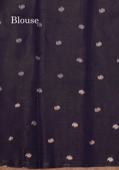 Chocolate Colour Semi Silk Saree With Contrast Navy Blue Border