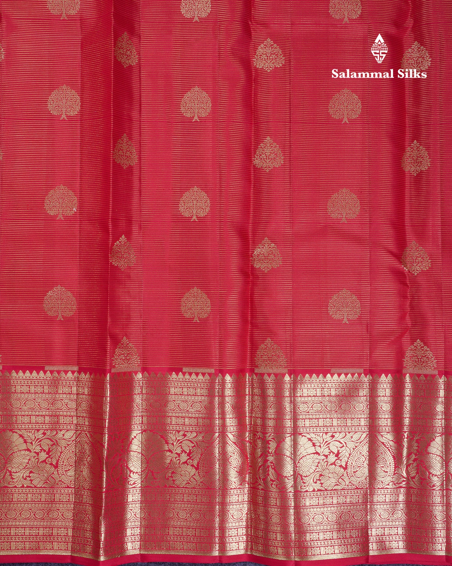 Beautiful Pink Vaira Oosi Lines Pure Kanjivaram Silk Saree With Traditional Evening Morning Border