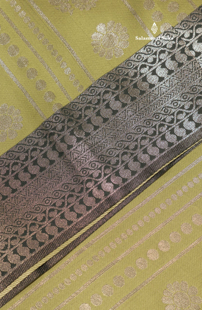Parrot Green Colour Semi Silk Saree With Contrast Bottle Green Border