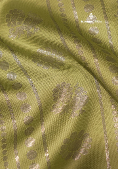 Parrot Green Colour Semi Silk Saree With Contrast Bottle Green Border
