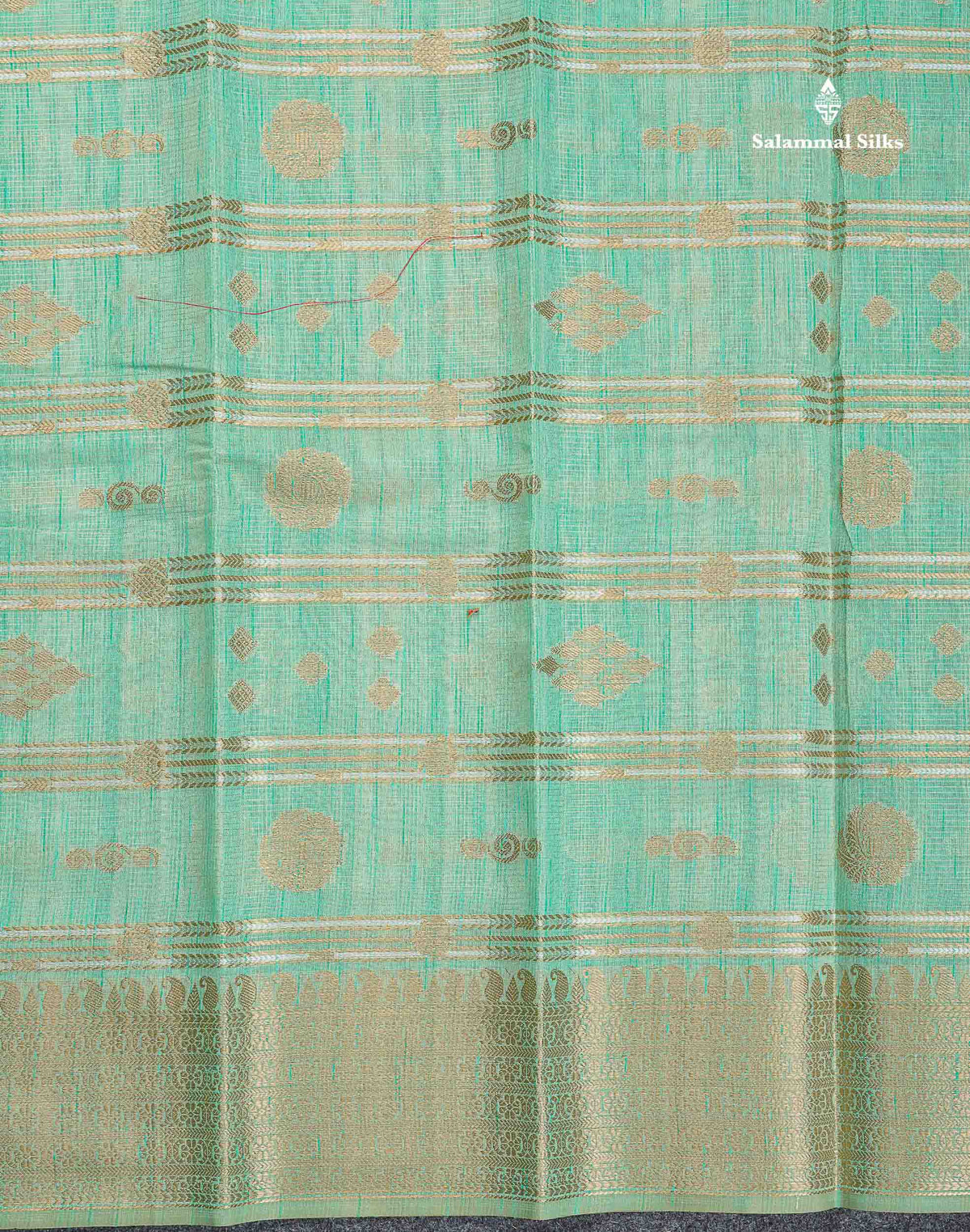 Linen Cotton Mix Saree -  Rexona Green Colour Body With Traditional Border