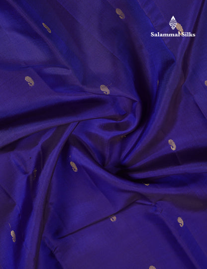Beautiful Navy Blue Pure Kanjivaram Silk Saree With Contrast Vadamalli Traditional Border