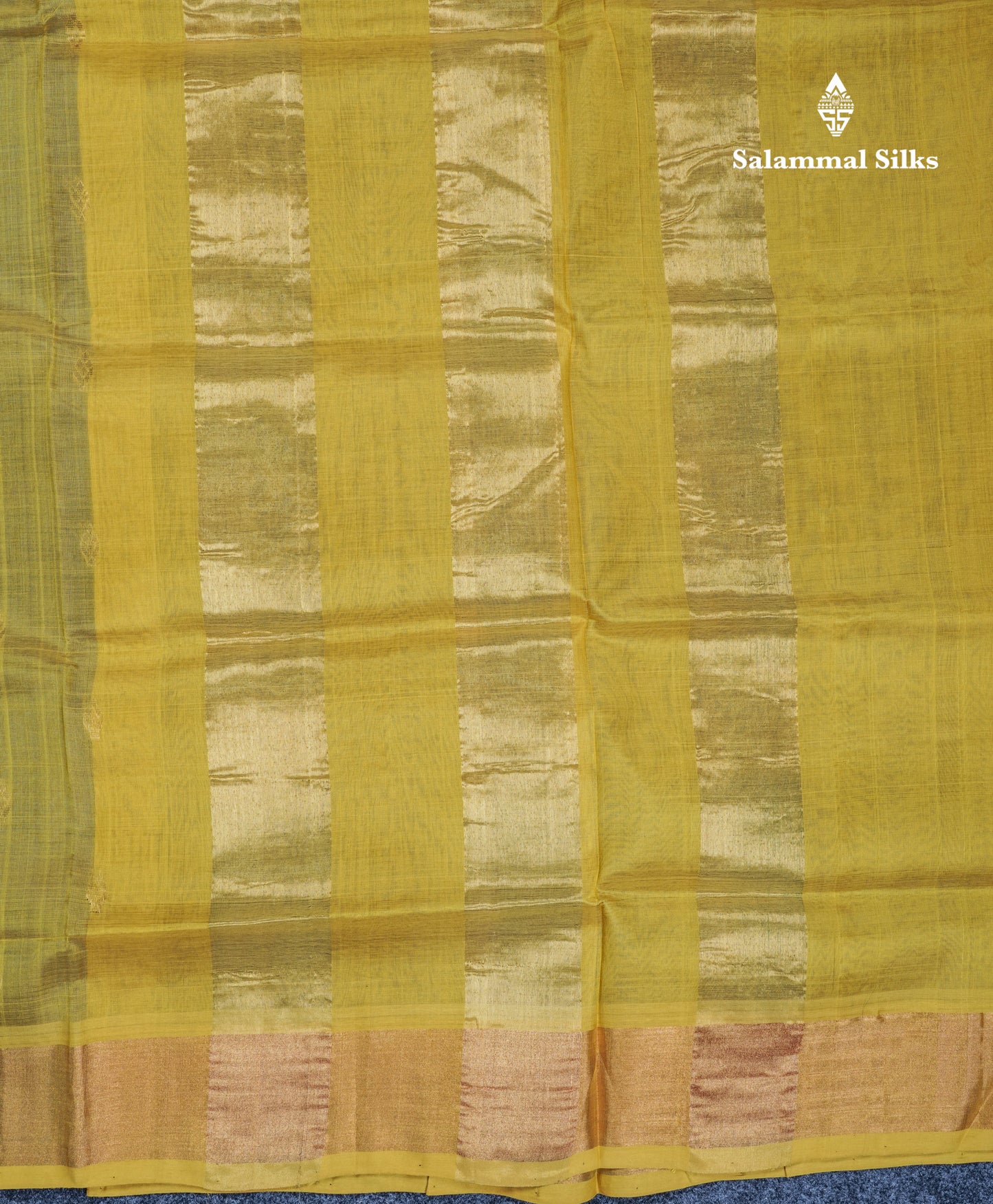 Dual Tone Blue Pure Silk Cotton Saree With Contrast Manthulir Yellow Blouse