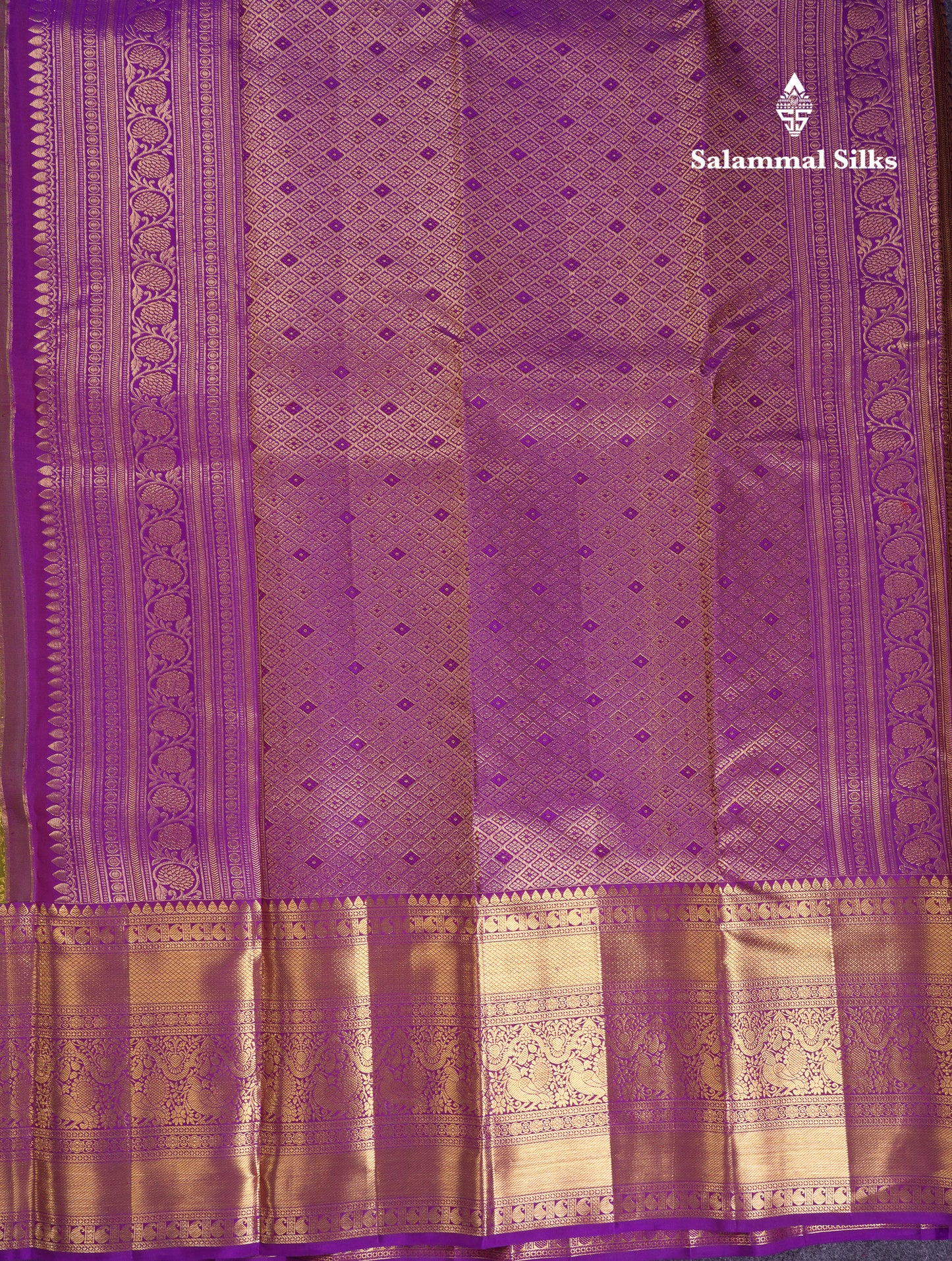 Beautiful Olive Green Bridal Pure Kanjivaram Silk Saree With Contrast Violet Traditional Evening Morning Border