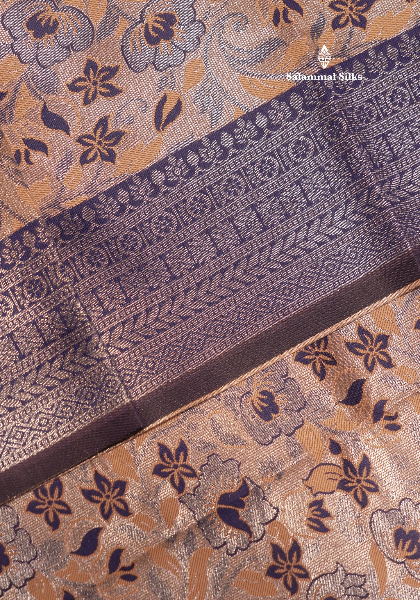 Chocolate Colour Semi Silk Saree With Contrast Navy Blue Border
