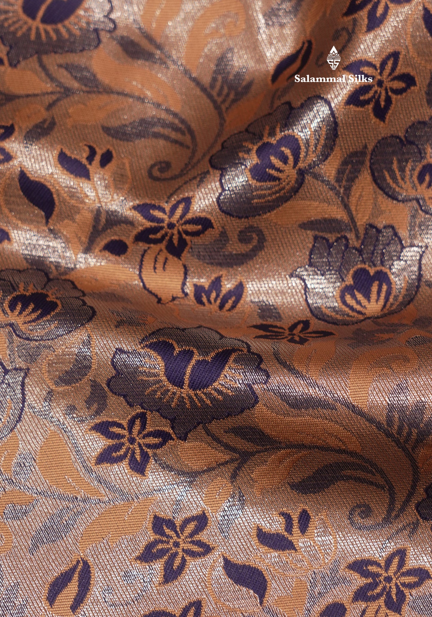 Chocolate Colour Semi Silk Saree With Contrast Navy Blue Border