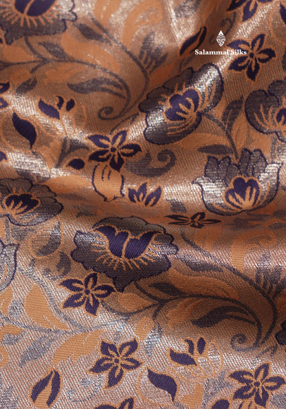 Chocolate Colour Semi Silk Saree With Contrast Navy Blue Border
