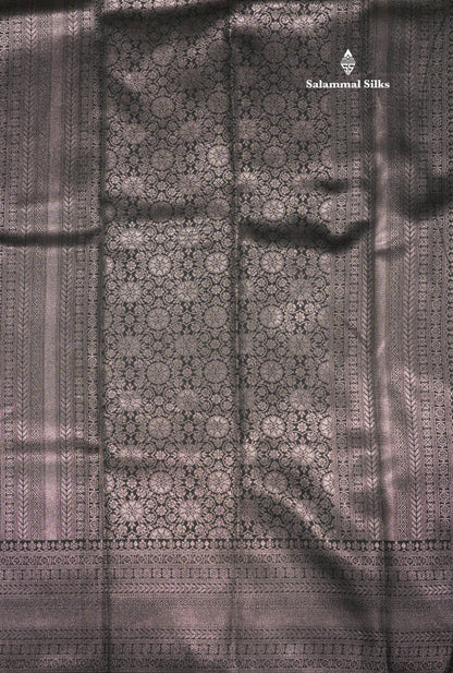 Chocolate Colour Semi Silk Saree With Contrast Navy Blue Border