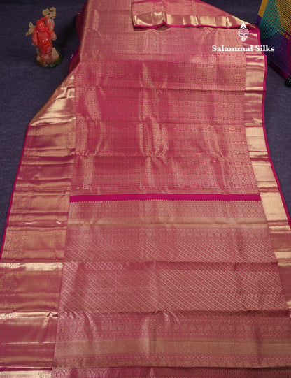 Beautiful Pink Bridal Pure Kanjivaram Silk Saree With Traditional Evening Morning Border
