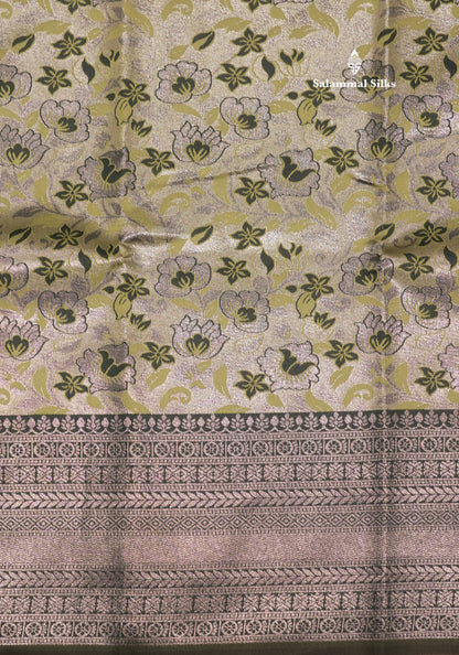 Chocolate Colour Semi Silk Saree With Contrast Navy Blue Border