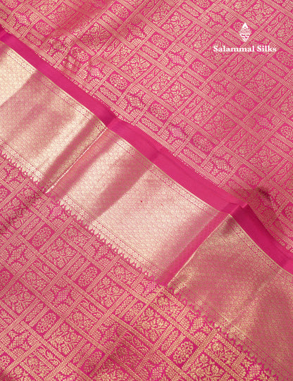 Beautiful Pink Bridal Pure Kanjivaram Silk Saree With Traditional Evening Morning Border