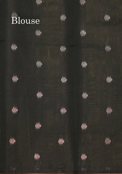 Chocolate Colour Semi Silk Saree With Contrast Navy Blue Border