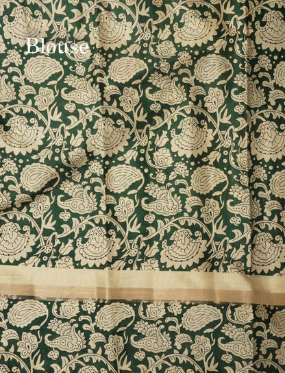 Black Chanderi Mixed Cotton Saree With Contrast Red Border