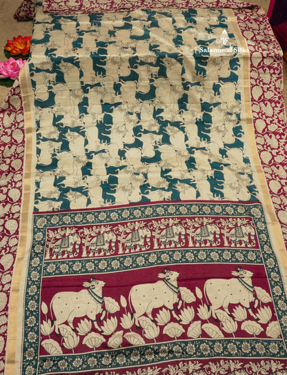 Black Chanderi Mixed Cotton Saree With Contrast Red Border