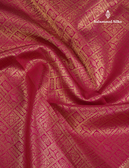Beautiful Pink Bridal Pure Kanjivaram Silk Saree With Traditional Evening Morning Border