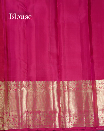 Beautiful Pink Bridal Pure Kanjivaram Silk Saree With Traditional Evening Morning Border