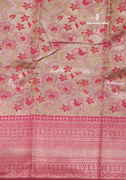 Chocolate Colour Semi Silk Saree With Contrast Navy Blue Border