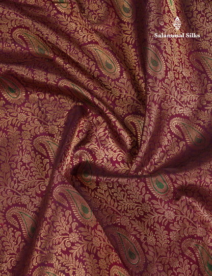Beautiful Dark Maroon Menakari Work Bridal Pure Kanjivaram Silk Saree With Traditional Border