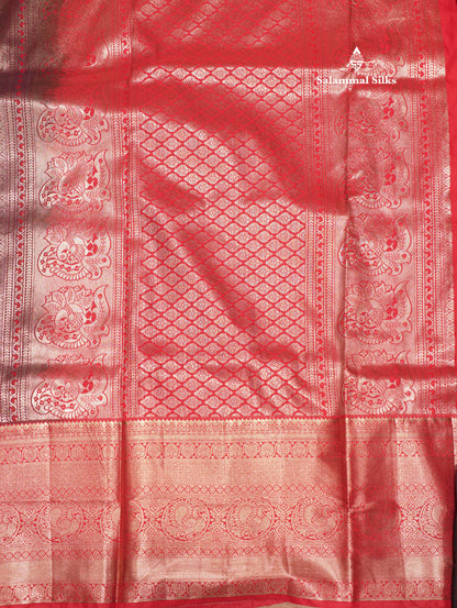 Navy Blue Colour Semi Silk Saree With Contrast Long Red Border