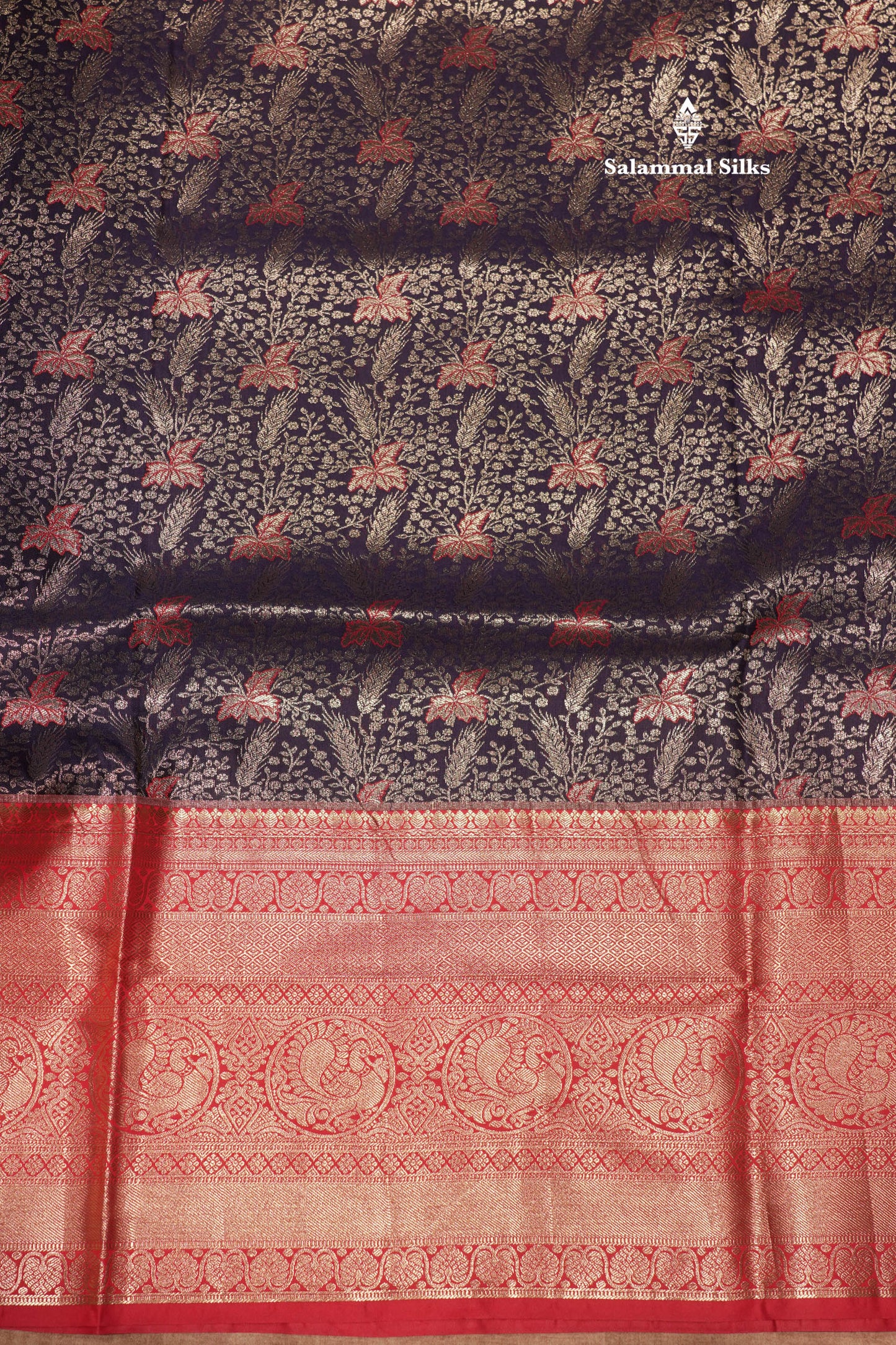 Navy Blue Colour Semi Silk Saree With Contrast Long Red Border