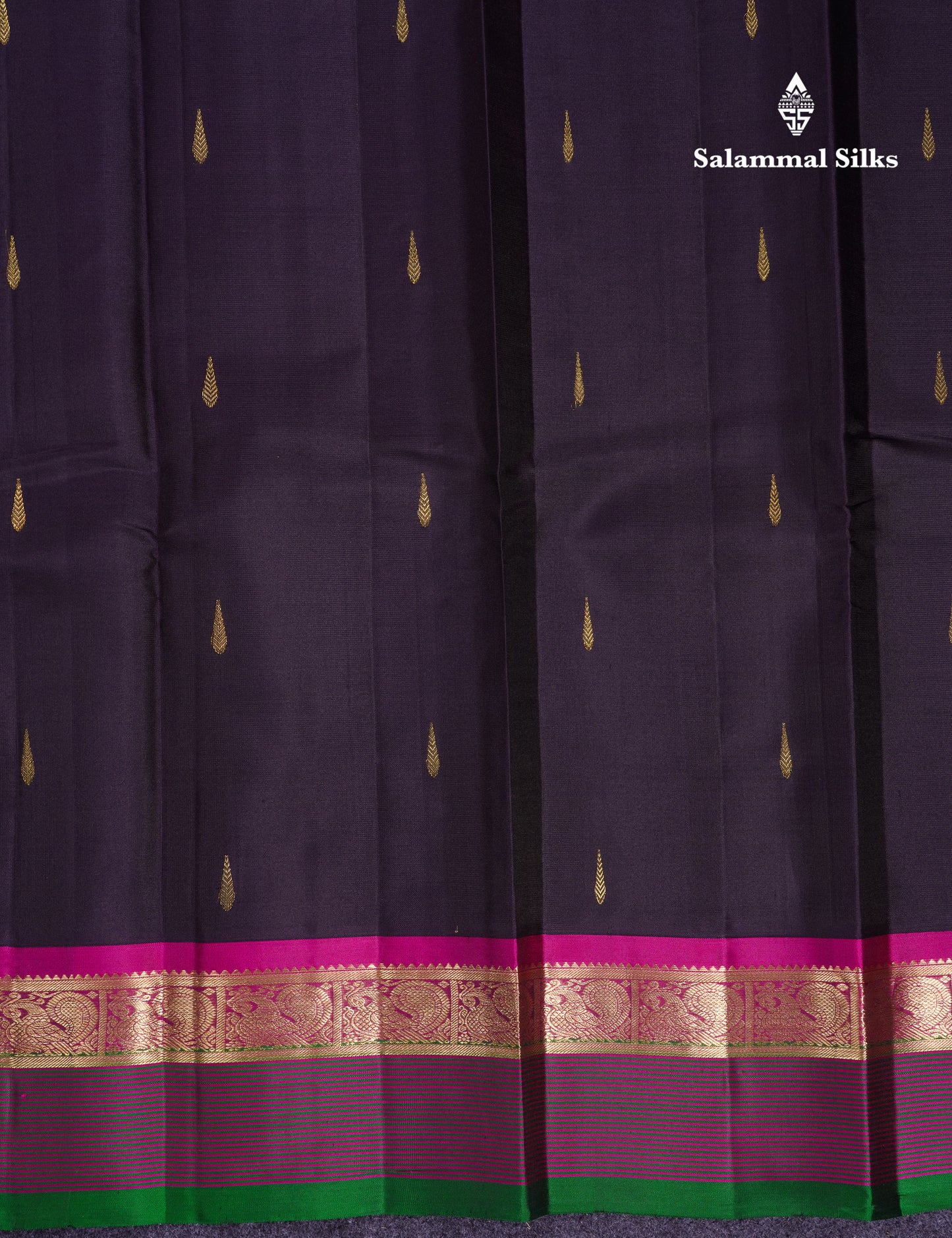 Beautiful Dark Brown Pure Kanjivaram Silk Saree With Contrast Magenta Traditional Border