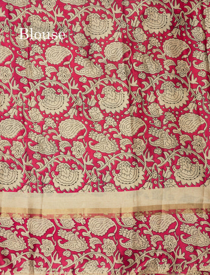 Black Chanderi Mixed Cotton Saree With Contrast Red Border