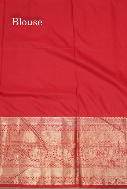 Navy Blue Colour Semi Silk Saree With Contrast Long Red Border