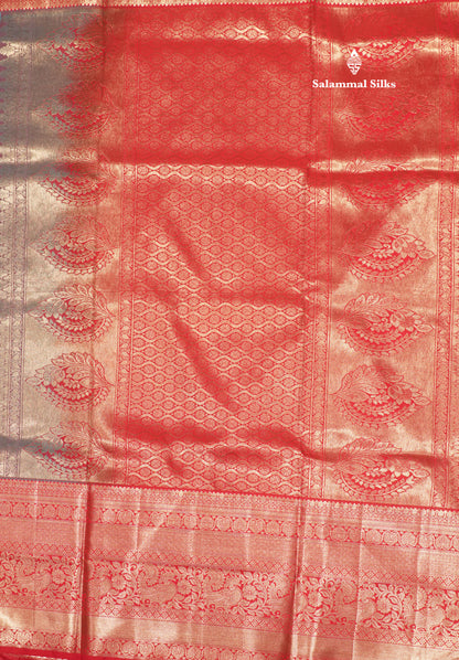 Sky Blue Colour Semi Silk Saree With Contrast Long Red Border