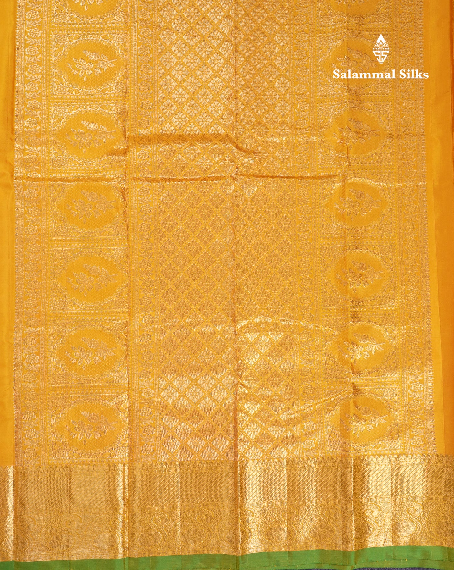 Beautiful Yellow Plain Pure Kanjivaram Silk Saree With Traditional Border