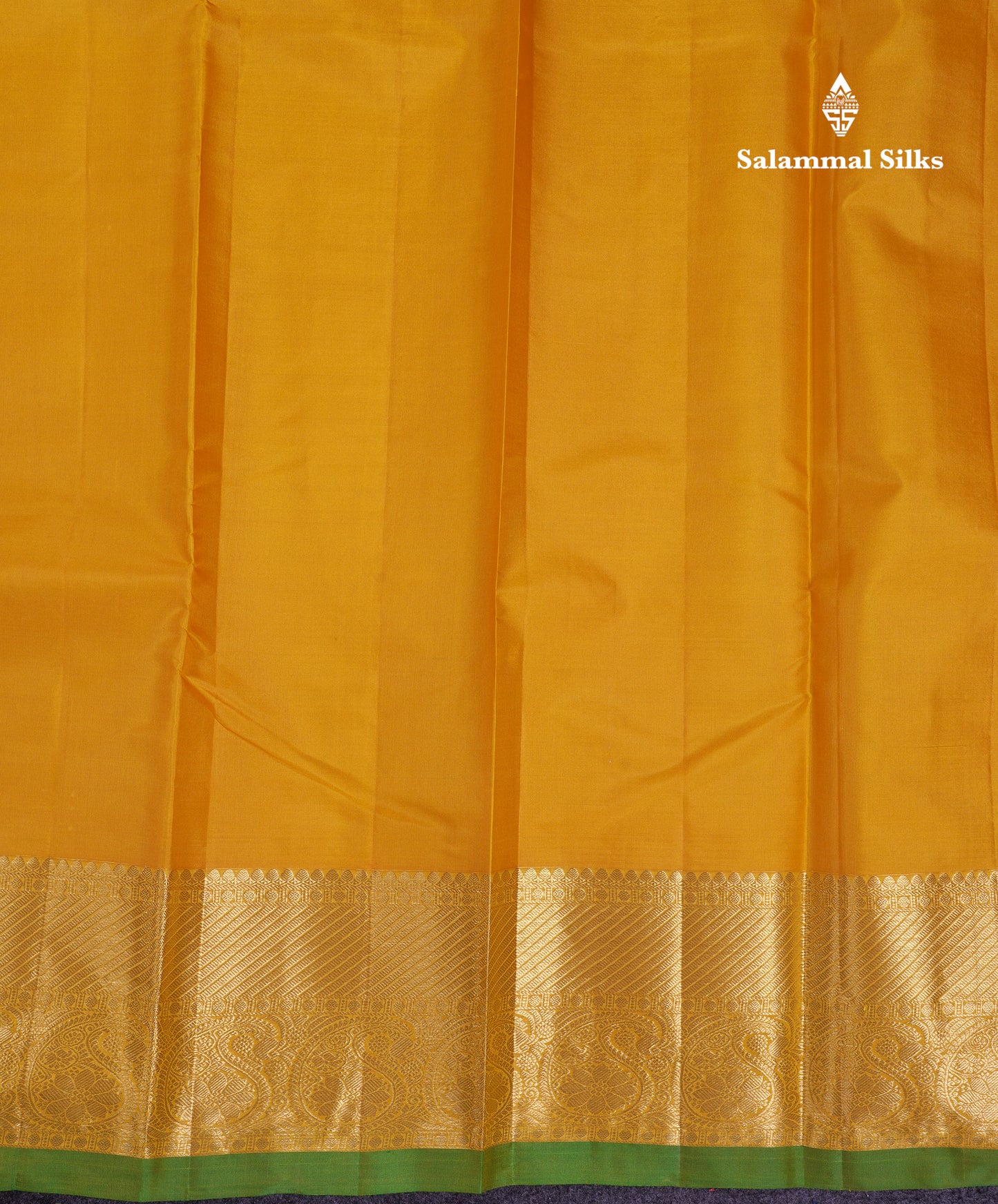 Beautiful Yellow Plain Pure Kanjivaram Silk Saree With Traditional Border