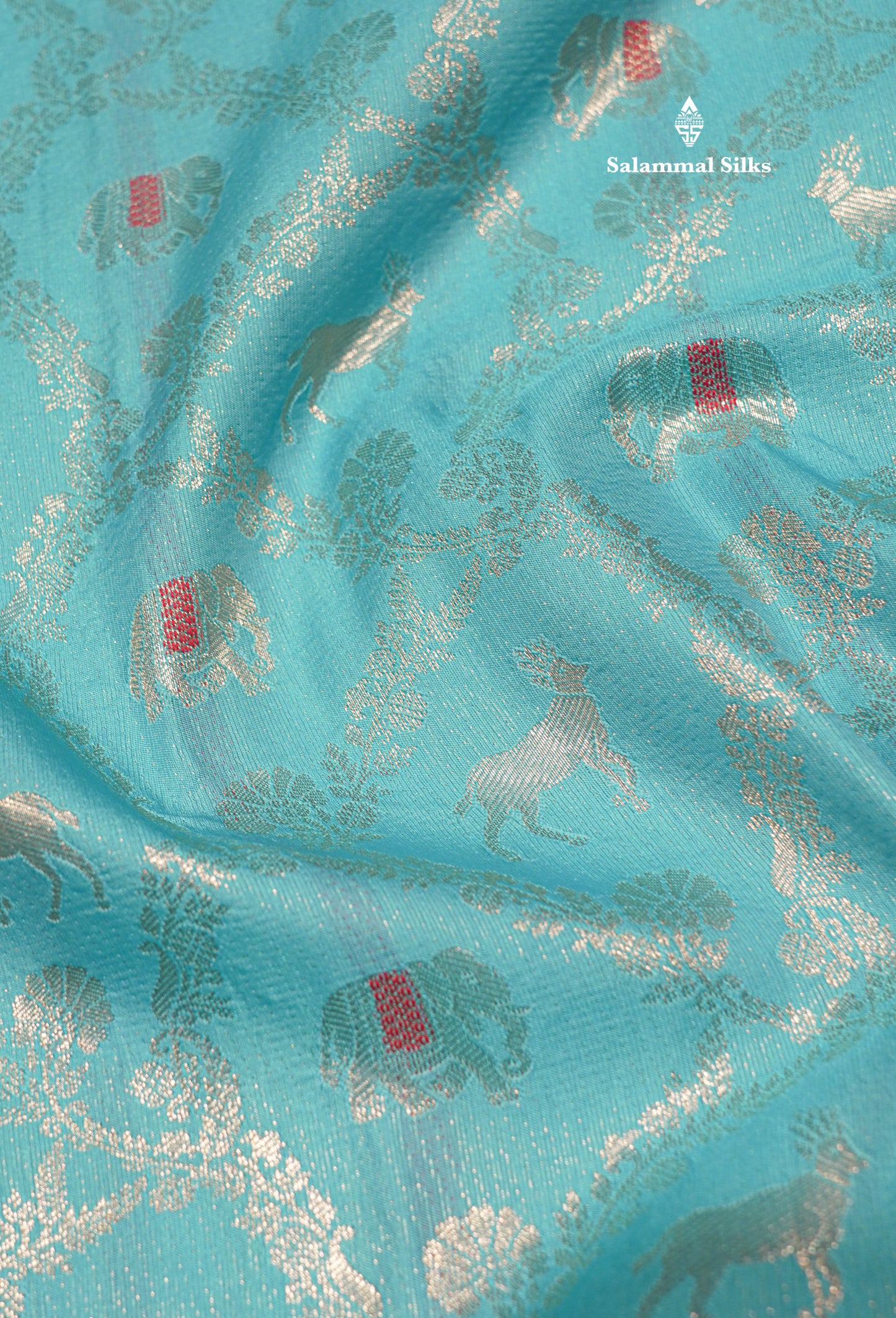 Sky Blue Colour Semi Silk Saree With Contrast Long Red Border