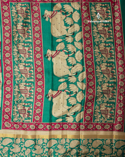 Black Chanderi Mixed Cotton Saree With Contrast Red Border