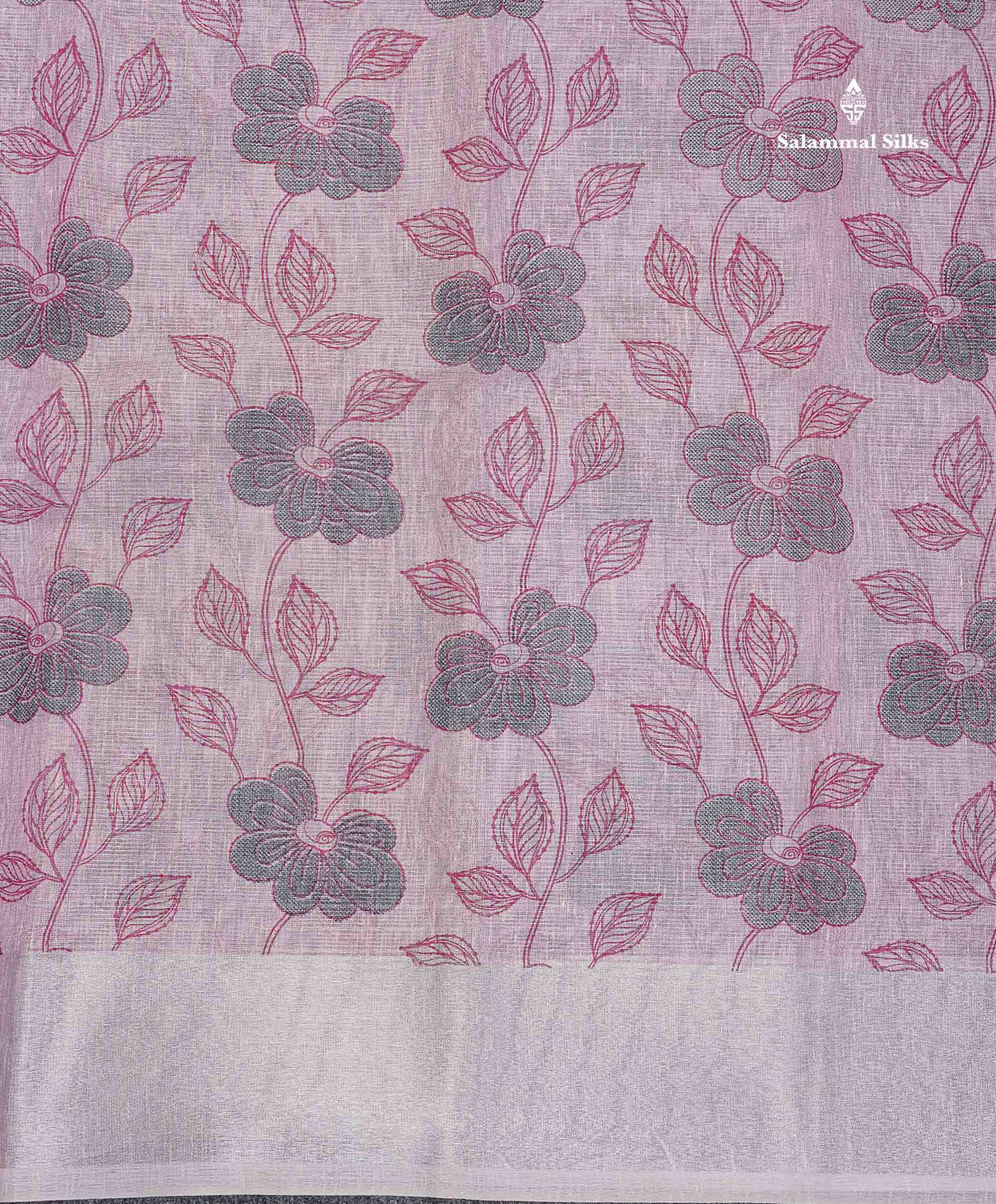 Linen Cotton Mix Saree -  Light Pink Colour Body With Tissue Border