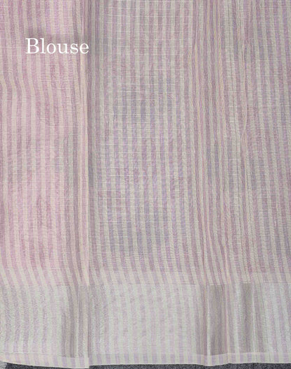 Linen Cotton Mix Saree -  Light Pink Colour Body With Tissue Border
