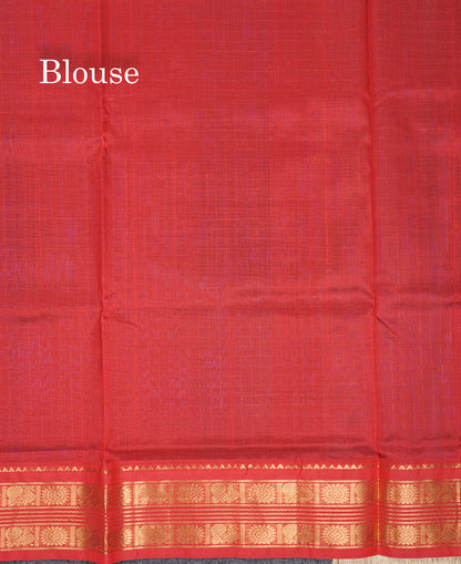 Navy Blue Small Checks Pure Silk Cotton Saree With Contrast Reddish Maroon Blouse