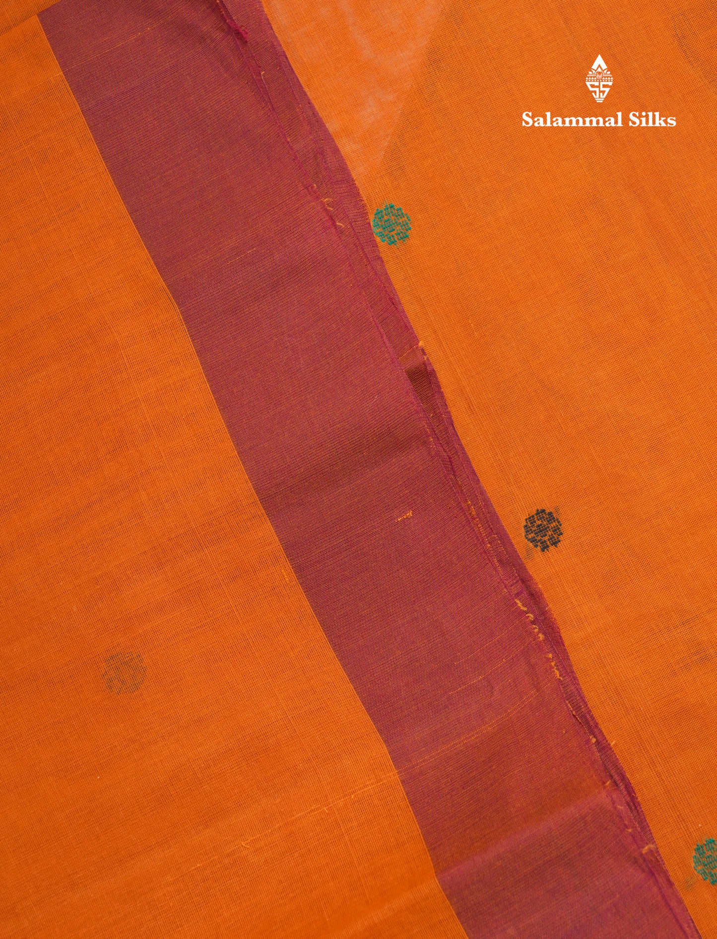 Beautiful Dark Brown Thread Work Butta Pure Cotton Saree With Contrast Dark Sandal Border