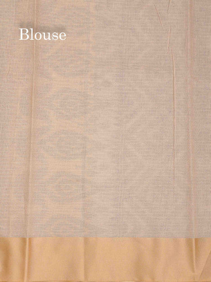 Kota Cotton Saree - Light Peach Colour Body With Sandal Plain Border