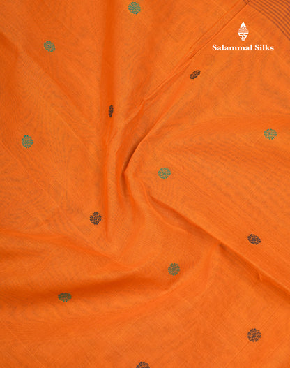 Beautiful Dark Brown Thread Work Butta Pure Cotton Saree With Contrast Dark Sandal Border