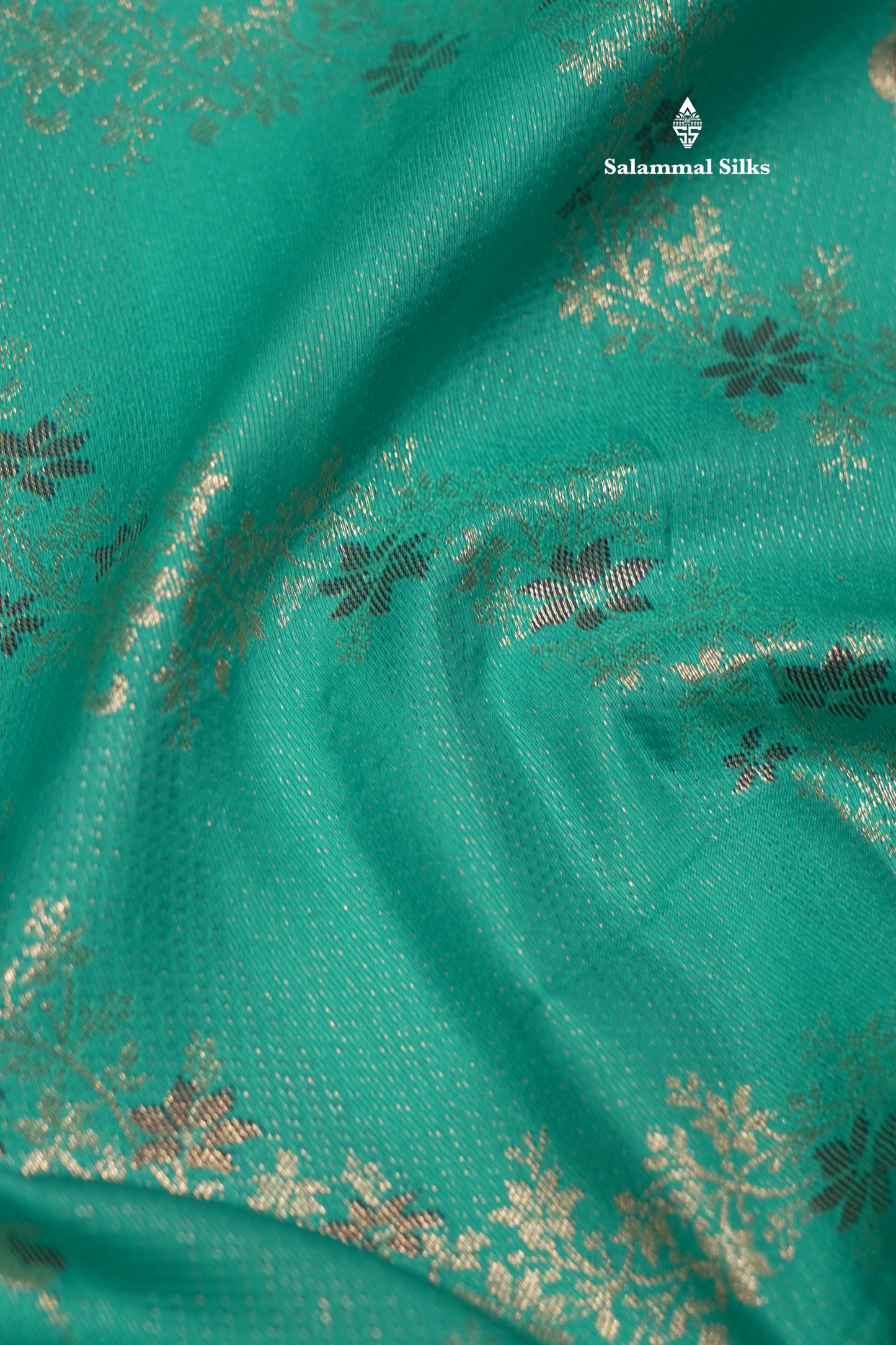 Sapphire Green Colour Semi Silk Saree With Contrast Long Navy Blue Border