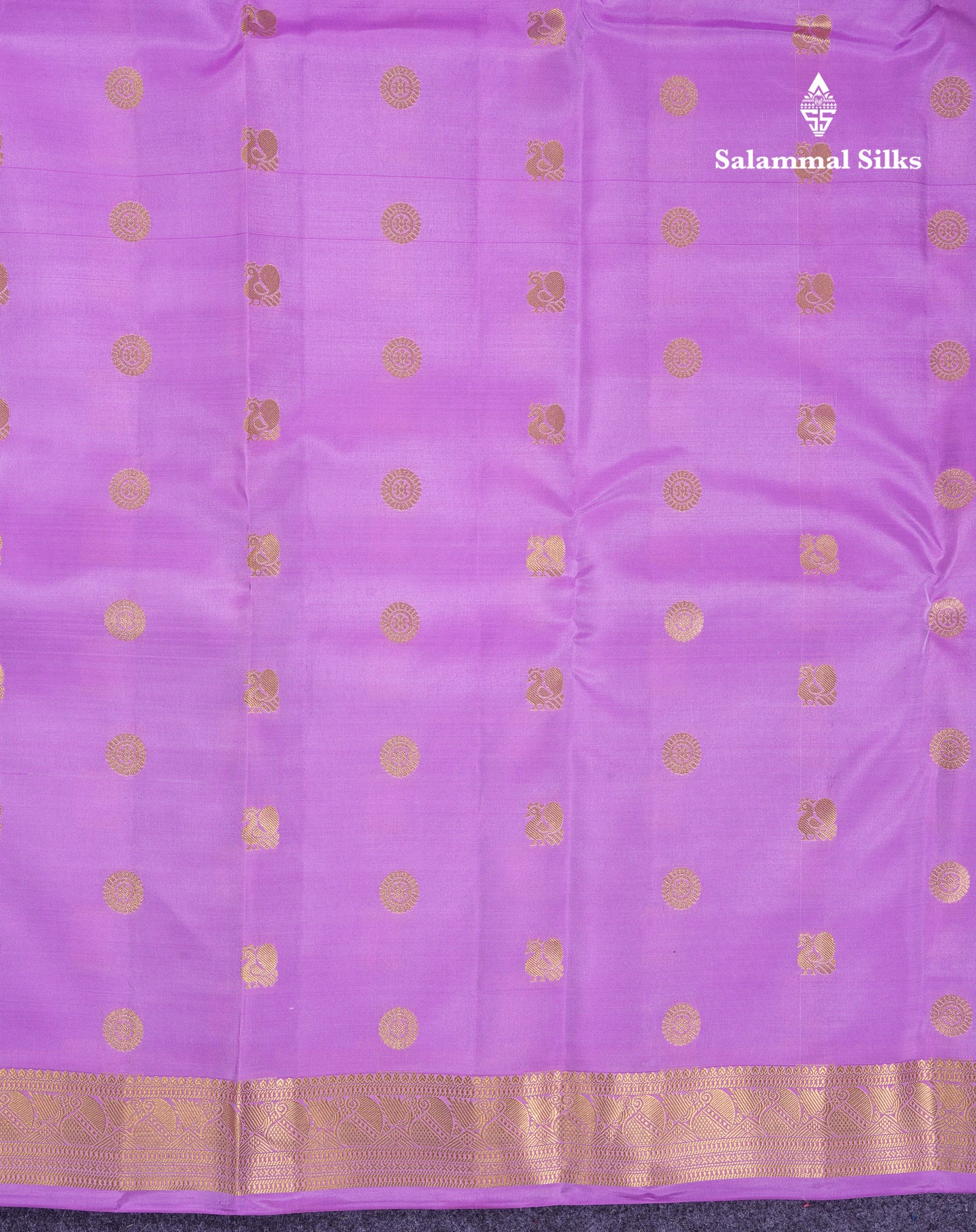 Beautiful Lavender Puremix Silk Saree With Traditional Small Border