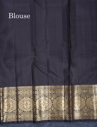 Rust Orange Pure Kanjivaram Silk Saree With Contrast Dark Brown Traditional Border