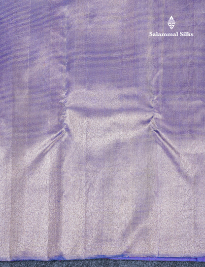 8 Kol Purple Tiny Zari Checks Pure Kanjivaram Silk Saree with Traditional Rising Temple Border