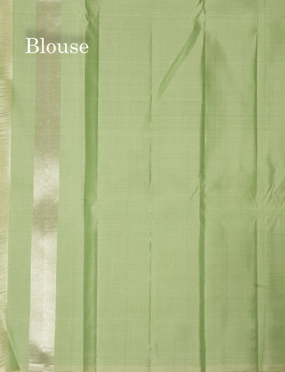 Beautiful Traditional 8 Kol Multicolour Fancy Pure Kanjivaram Silk Saree with Contrast Light Green Blouse
