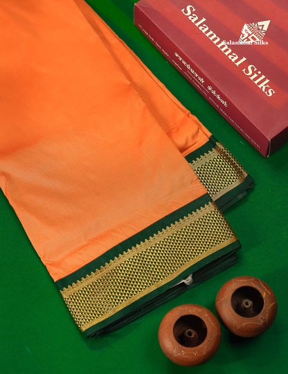 9.5 Yards Semi Silk Saree Pink with Contrast Bottle Green Border