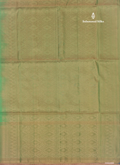 Rexona Green Colour Pure Kanjivaram Soft Silk Saree With Light Elaichi Green Border