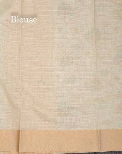 Kota Cotton Saree - Light Pista Green Colour Body With Sandal Plain Border