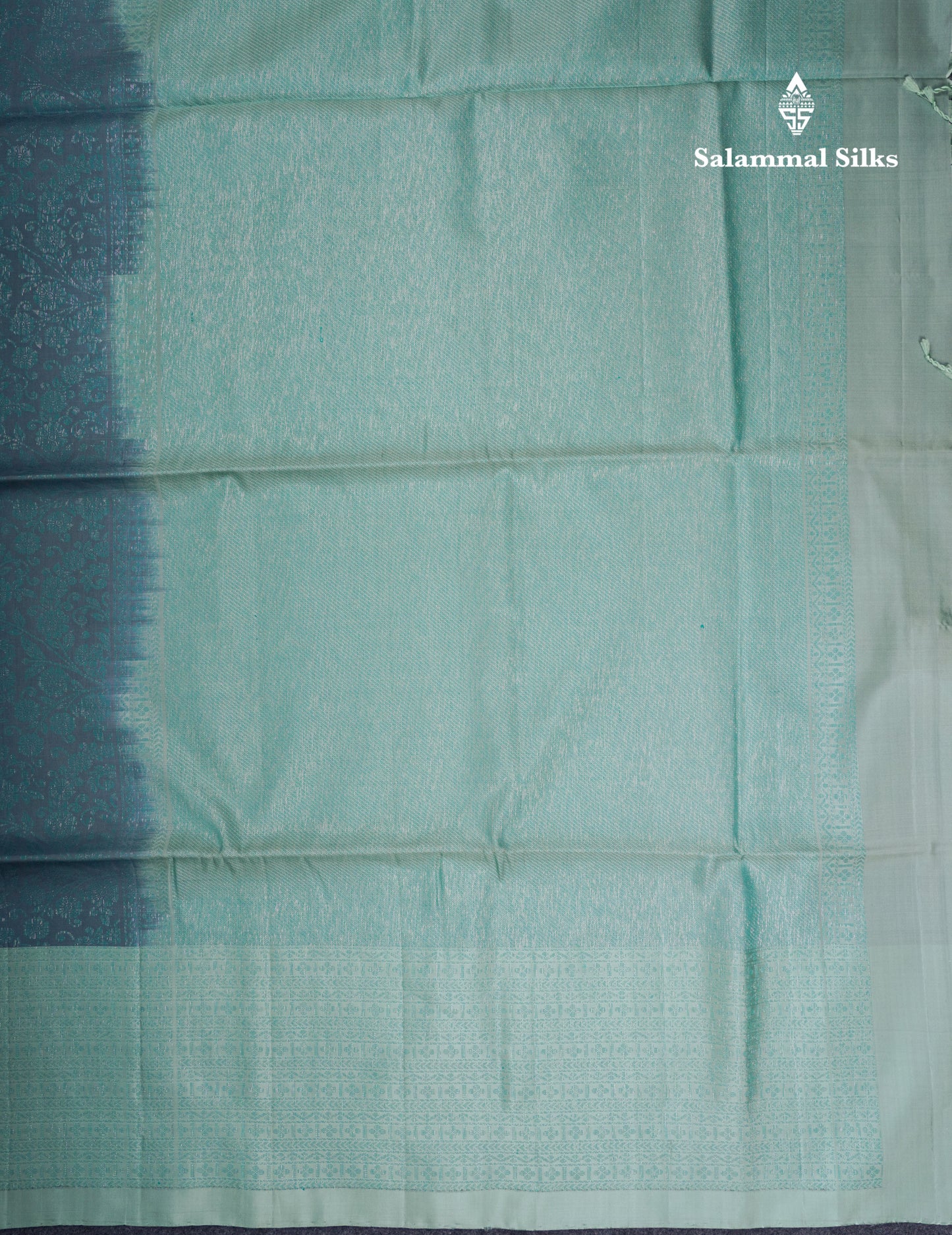 Beautiful Grey Pure Kanjivaram Soft Silk Saree With Contrast Ice Blue Border