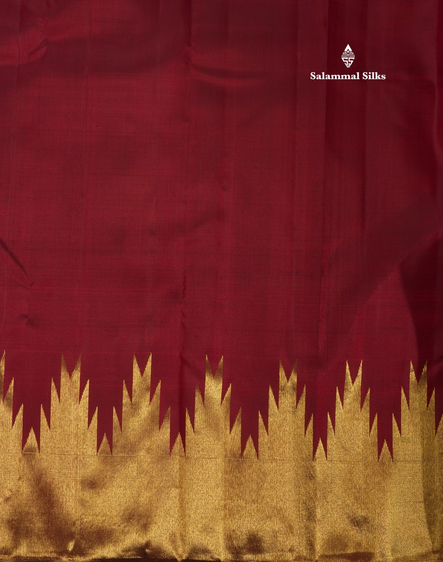 8 Kol Maroon Pure Kanjivaram Silk Saree with Traditional Temple Border