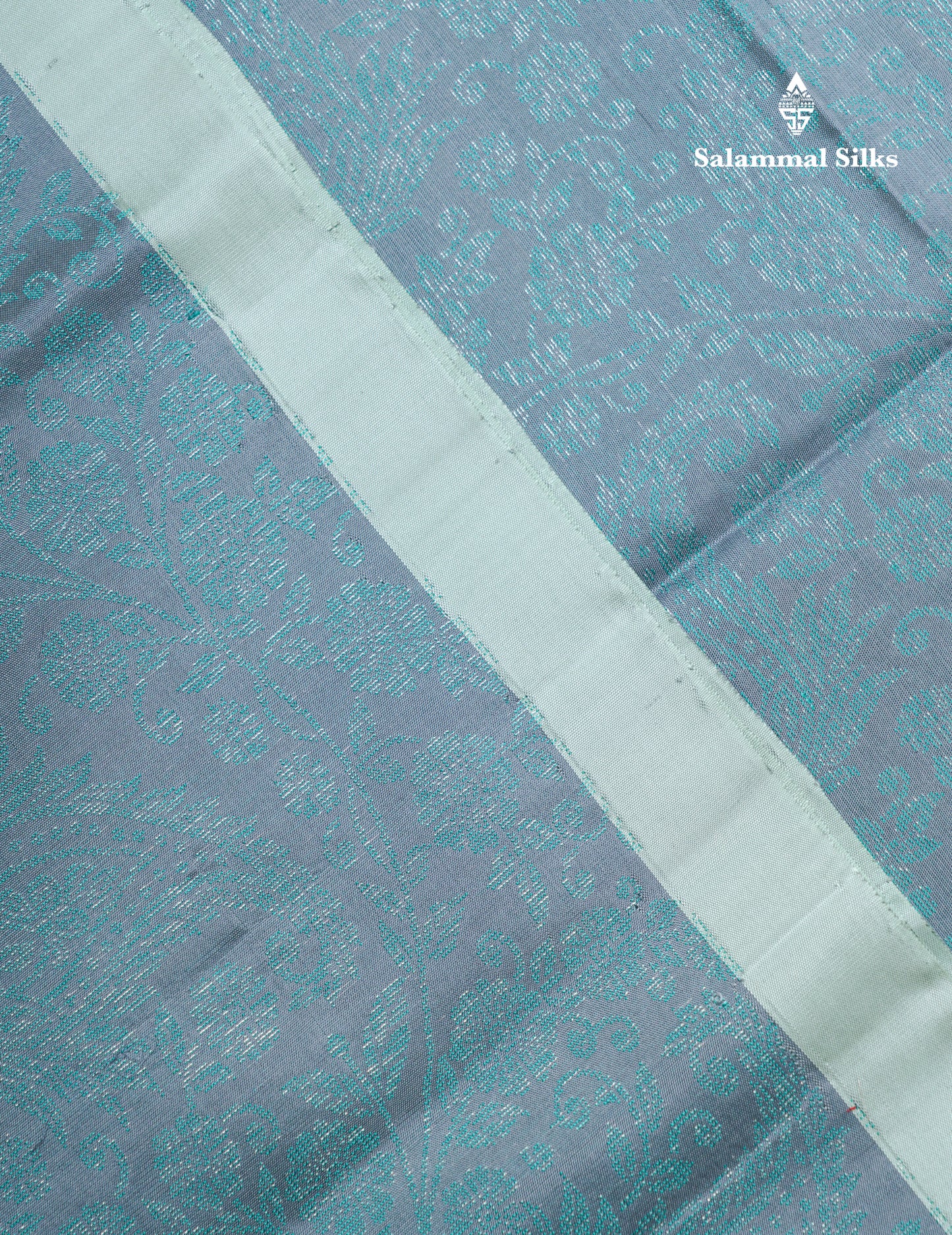 Beautiful Grey Pure Kanjivaram Soft Silk Saree With Contrast Ice Blue Border